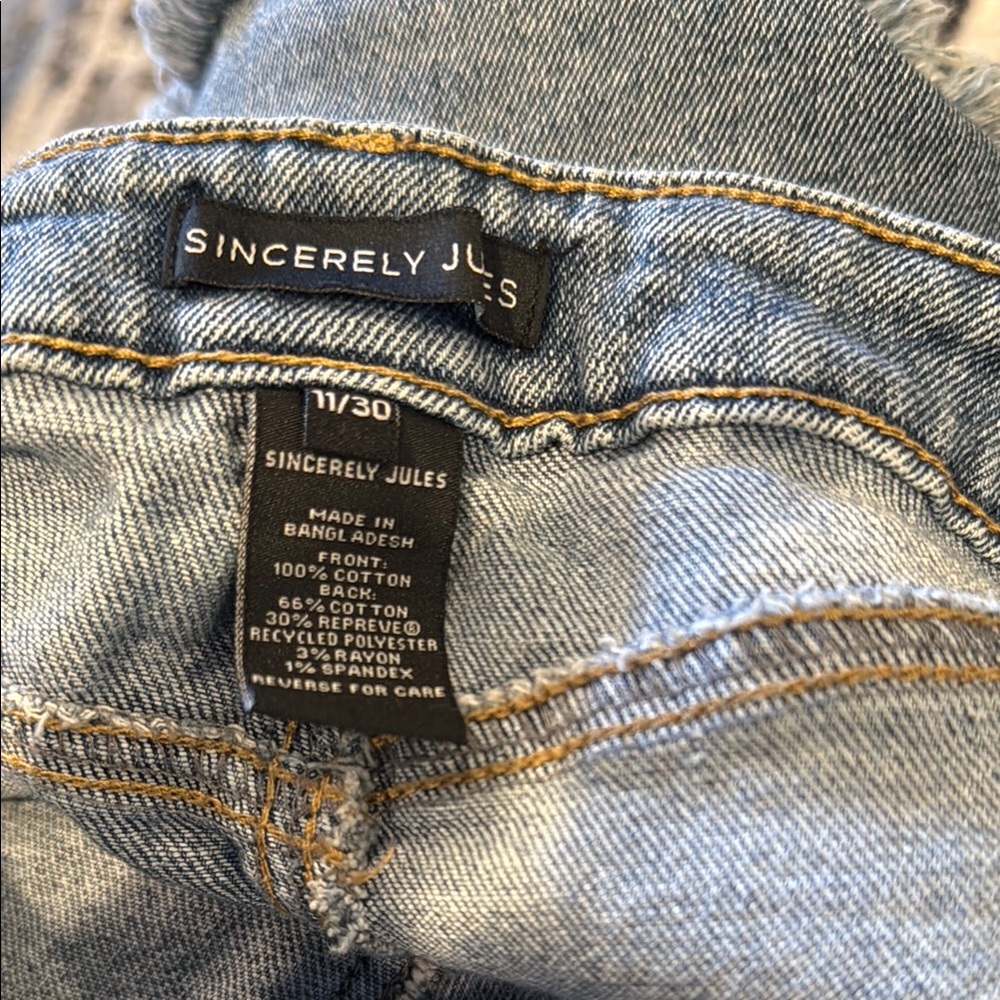 Blue Distressed Jean Shorts - Picture 4 of 4